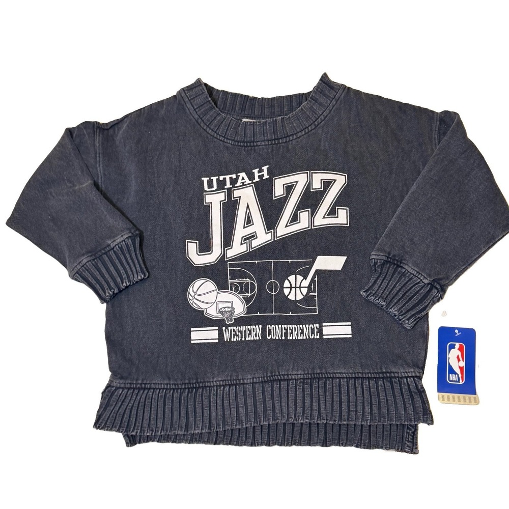 Utah Jazz Girls Sweatshirt Size XS 4/5 NBA Western Conference NWT Acid Wash